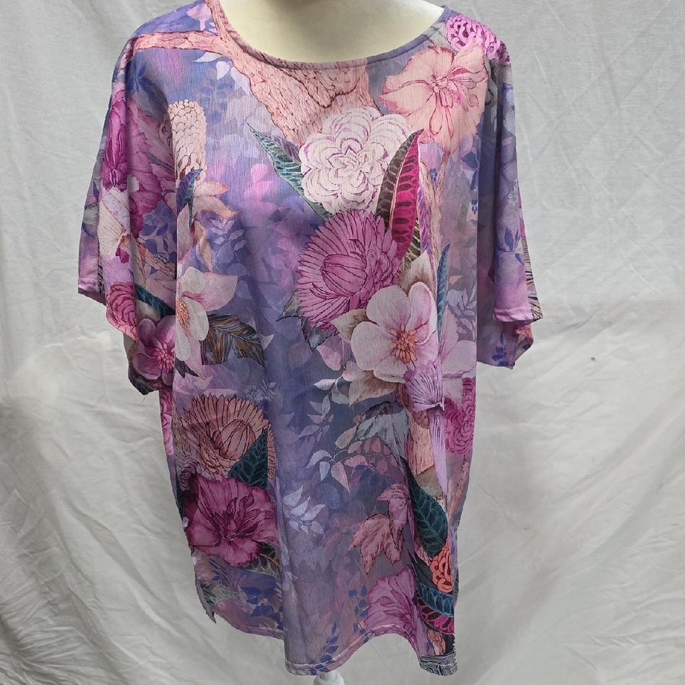 Floral Pink and Purple Women's Top